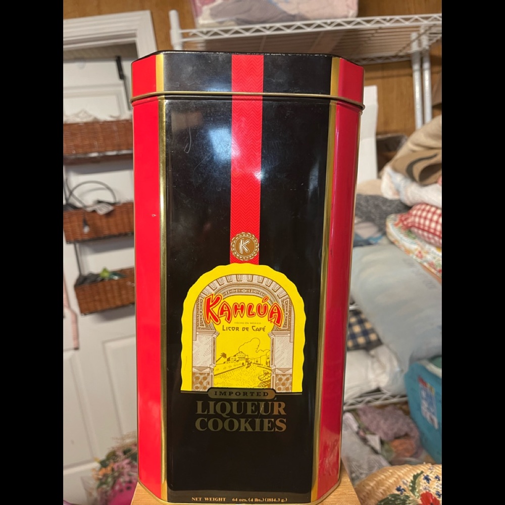 Kahlua large metal tin- empty - rare 13"  tall very clean